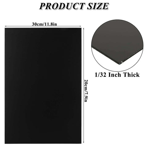 Black anodized aluminum sheet, 12 x 8 inches, 1/32 in thick, for laser engraving.
