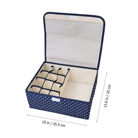 Waterproof Foldable Oxford Cloth Drawer Organizer With Sturdy Grid Dividers For Socks Underwear And Scarves showing open design with compartments.