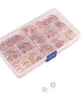 Copper Crush Washer Set 280 Pcs In 12 Sizes M3 To M16 Solid Copper Flat Ring Gaskets For Fuel Line Brake Line And Hydraulic Systems A Must Have Automotive Kit For Leak Free Seals., copper washers in organizer box