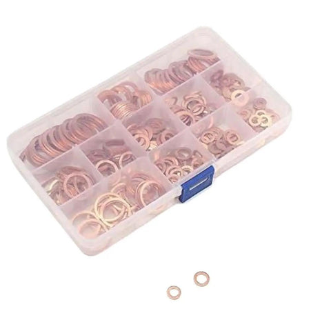 Copper Crush Washer Set 280 Pcs In 12 Sizes M3 To M16 Solid Copper Flat Ring Gaskets For Fuel Line Brake Line And Hydraulic Systems A Must Have Automotive Kit For Leak Free Seals., copper washers in organizer box