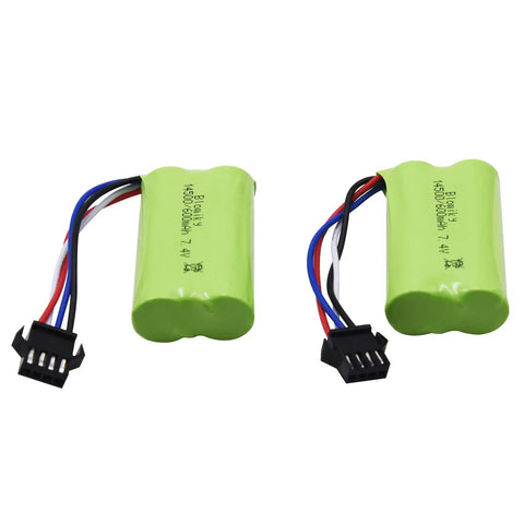 Two Pack 7.4V 2S 600mAh Li Ion Rechargeable Battery With SM-4P Plug And Charger Cable For Water Bead Blasters And DE85 RC Cars JF-71A Compatible