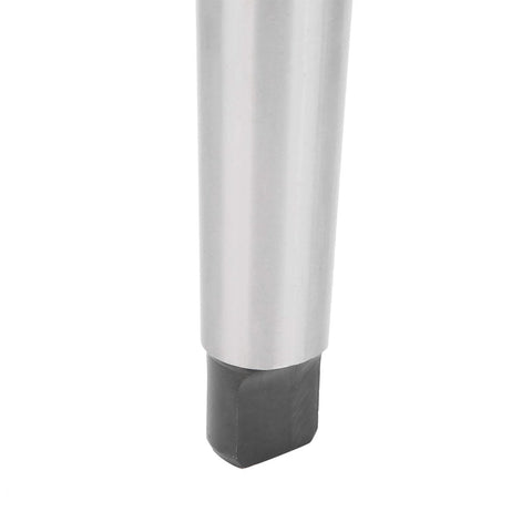 Steel MT4-MT2 taper drill sleeve adapter; cylindrical body with square-ended tip