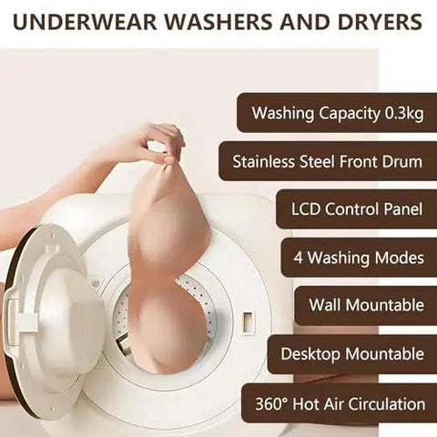 Mini Portable Washer And Dryer Combo, 3.5L Ridiculously Compact Laundry Machine For Travel Dorm Rv showing stainless steel drum and LCD control.