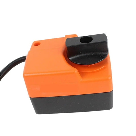 Close-up view of Kickass Ventilation Rotary Actuator 24 Volt Ac Dc Motor 2Nm Torque, featuring black and orange design.