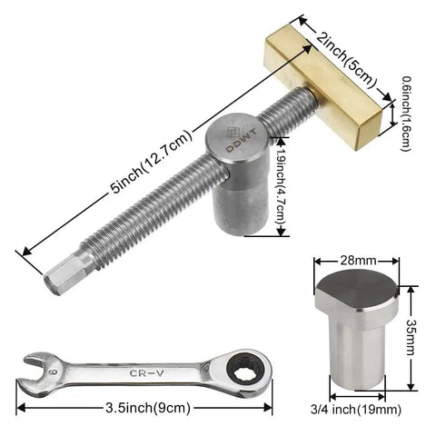 2 Pack Bench Dog Clamp With 4 Pack Bench Dogs, 3/4 Inch Adjustable Workbench Stop, Stainless Steel Brass, Dog Hole Clamp For Woodworking, Secure Any Size Or Shape Workpiece On Top Or Edge, Low Profile Design That Won't Interfere With Planing, 3/4 inch dog hole clamp set