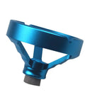 Bullseye Drill Guide Woodworking Jig For Tight Straight Angle Drilling And Spit Spot Dowel Alignment With Heavy Duty Clamping Frame Plus Six Durable Metal Sleeve Inserts in blue metal.