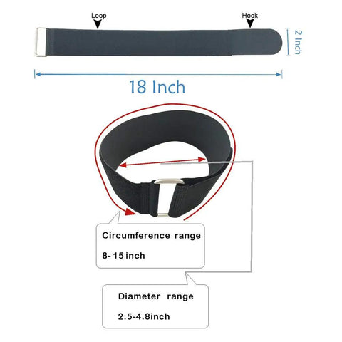 Six Pack 18 Inch By 2 Inch Nylon Heavy Duty Reusable Hook And Loop Cinch Straps For Cable Bundling And Securing Heavy Objects In Home Garage Shop Black with size details