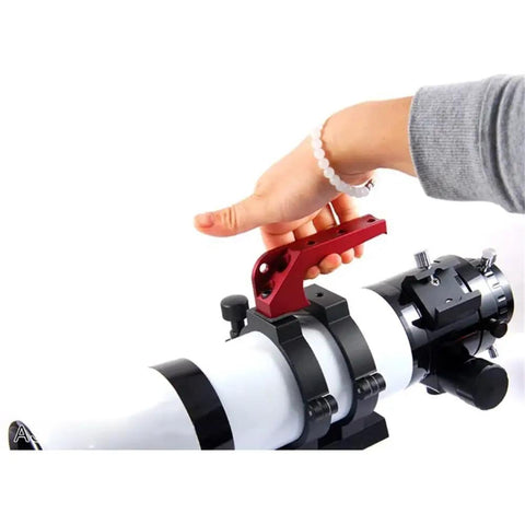 Hand holding a red 10Cm Telescope Handle Accessory Kit with 20Kg Bearing Red Monocular Handle for 65Q 70SA 80APO.