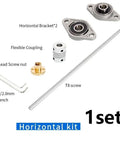 Dope T8 Lead Screw Kit With KP08 Bearings For 3D Printer CNC Machines. Stainless Steel 8mm horizontal kit with screw, coupler, nut, brackets
