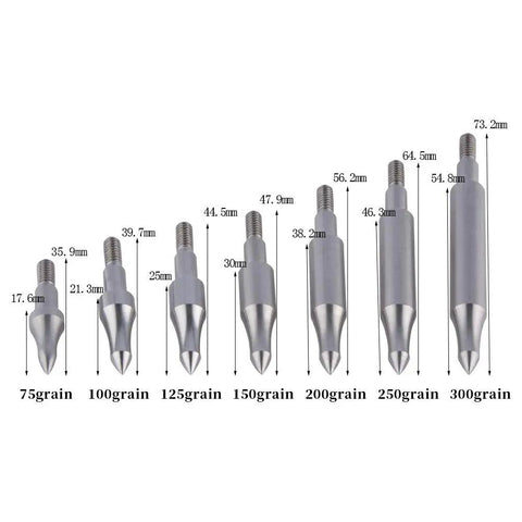 Archery Screw In Arrow Points Set, 12 Stainless Steel Field Tips, 75 100 125 150 200 250 300 Grain, Fit Recurve And Compound Bows, Durable Target Practice Tips With Easy Install.
