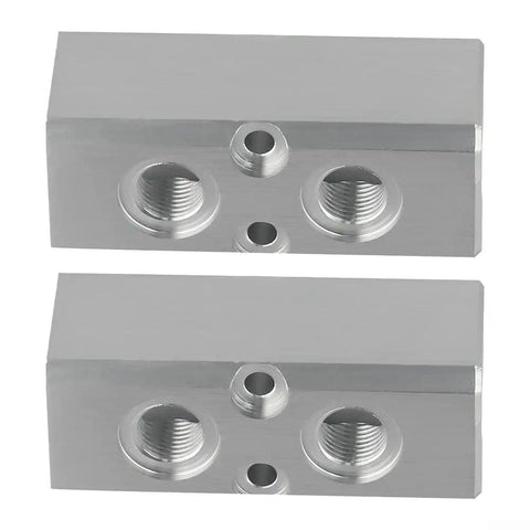 Heavy Duty Aluminum Air Manifold Distributor 1/2 Inch NPT 2 Way 4 Port Block Setup For Exhaust And Vacuum Systems 2 Pack
