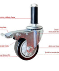 Close-up of Rock Solid Heavy Duty Swivel Caster featuring rubber sleeve, steel bracket, and nylon wheel, M12 X 60mm threaded.