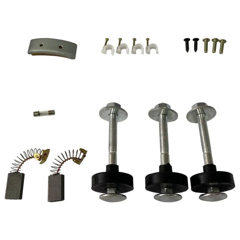 Components of 550W AC110V Industrial Sewing Machine Motor with carbon brushes and mounting hardware