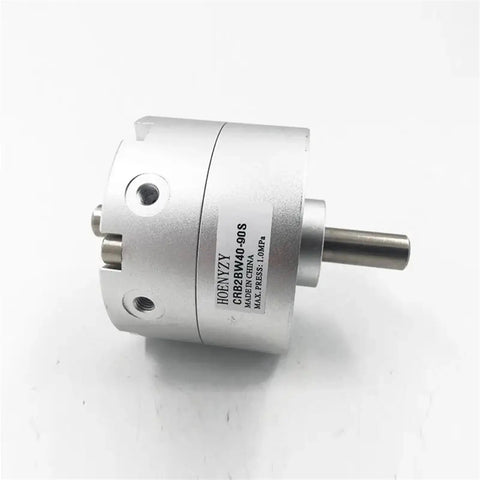 Heavy Duty Rotary Actuator Vane Pneumatic Cylinder, 90 degree, silver, compact design for industrial air control.