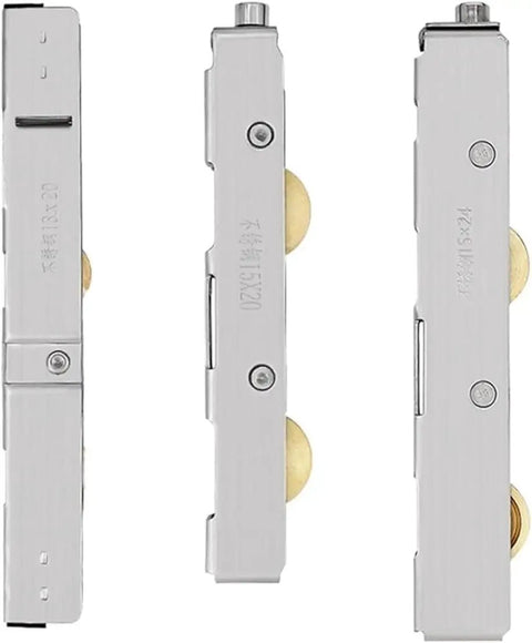 Heavy Duty Stainless Steel Sliding Door Rollers With Double Copper Wheel Bearings For Window And Shower Track, side view of three rollers.