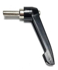 Twin Pack Exercise Bike Seatpost Quick Release Clamping Levers Heavy Duty Metal Locking Pins, black lever with threaded steel shaft.