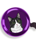 Purple Aluminum Round Bike Bell For Adults And Kids Dope Black White Tuxedo Cat Design Classic Ring Bicycle Bell Lightweight Durable Easy To Install And Use On Any Bike, 53.8 mm round
