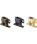 Super Cool 10 Piece Cabinet Latch Catches For Sliding Closet Door Stops With Easy Spring Lock And Adjustable Fit Perfect For Kitchen Cupboards And Wardrobes, showing bronze, black, and gold cabinet latches.