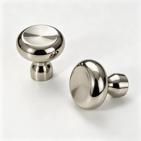 Titanium Silver Round Dome Cabinet Knobs 1.07 Inch Polished Chrome Zinc Alloy Drawer Pulls Single Hole Modern Hardware For Kitchen