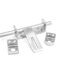 Heavy Duty Stainless Steel Slide Bolt Gate Latch With Tough As Nails Barrel Lock For Barn And Warehouse Doors, showing slide bolt and plates.