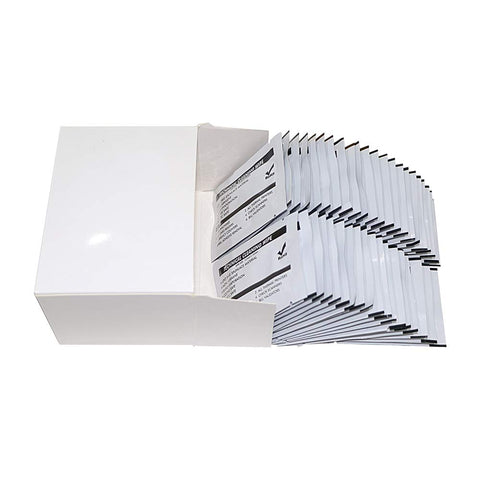 Open box displaying 40 packs of Multipurpose 5x6 Inch Large Nonwoven Cleaning Wipes Pre Saturated For Surfaces Electronics Computers Printers