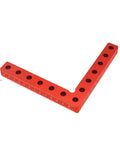 Red Right Angle Fixing Clip 90 Degree L Shaped Woodworking Panel Fixture for Mounting and Alignment 120mm with ruler markings