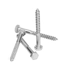 Half Thread Wood Hex Lag Self Tapping Screws M6x60mm In A2-70 Stainless Steel shown in a side view displaying threading and hex heads.