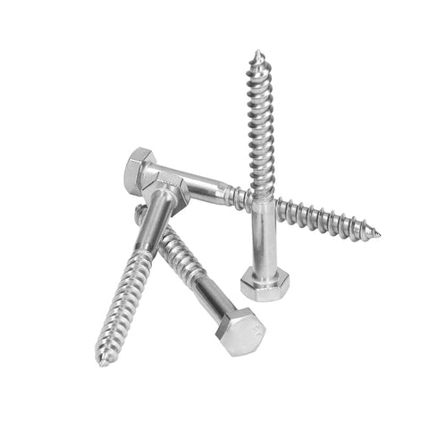 Half Thread Wood Hex Lag Self Tapping Screws M6x60mm In A2-70 Stainless Steel shown in a side view displaying threading and hex heads.