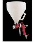 Top Tier Pro Hustle Pneumatic Mortar Sprayer Gun For Crushin Big Wall Plaster And Concrete Jobs With Steady Airflow And No Sweat Single Hand Operation Yellow with large funnel and air trigger.