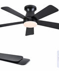 41 Inch Black Low Profile Ceiling Fan With Lights And Remote Modern Flush Mount Ceiling Fan With Ultra Quiet Reversible DC Motor For Your Bedroom And Kitchen