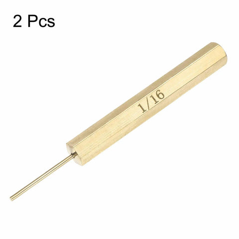 Real Deal 2 Piece Brass Pin Punch Set Non Marring Drive Punch 1/16 Inch with visible tip for alignment tasks.