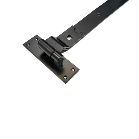 Set Of Two 24 Inch Heavy Duty Cranked Door Hinges For Sheds And Barn Gates, Black Hook And Band Hinges, Built To Last Exterior Gate Hardware
