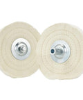 Heavy Duty Bench Grinder Arbor Washers And Flanges Set Built Tough For Half And Five Eighth Inch Shafts, featuring soft cloth polish wheels.