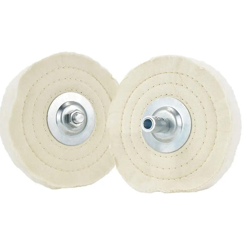 Heavy Duty Bench Grinder Arbor Washers And Flanges Set Built Tough For Half And Five Eighth Inch Shafts, featuring soft cloth polish wheels.