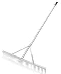 Heavy Duty Aluminum Landscape Garden Rake With 36 Inch Head And 69 Inch Handle For Leaves, Weeding, Soil Loosening, Lawn Care