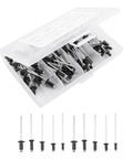 Heavy Duty Blind Rivet Kit Aluminum Alloy With Burr Free Pull Rods 120 Pcs M2 Point 4 M3 Point 2 M4 sorted in a plastic case