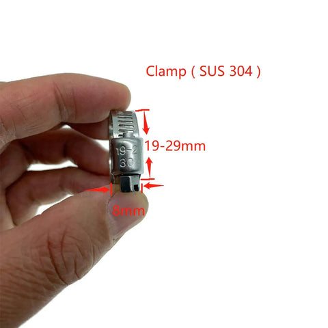 Universal Reinforced Silicone Coolant Cap With Clamp For Bypass Heater Vacuum Water Port Protective End Cap Kit Three Quarter Inch 19mm High Temperature 350 F Heavy Duty Seal Includes 304 Stainless Steel Clips in hand