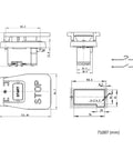 Schematic of Top Shelf Dual Voltage Paddle Switch Kit With Mounting Bolts for table saws and drill presses, showing dimensions.