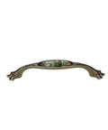 Antique Bronze European Drawer Pulls Set Of 2 With Arch Design And Stained Glass Pattern Vintage Metal Dresser Handles For Cabinet Furniture