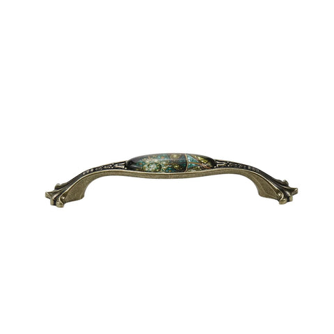 Antique Bronze European Drawer Pulls Set Of 2 With Arch Design And Stained Glass Pattern Vintage Metal Dresser Handles For Cabinet Furniture