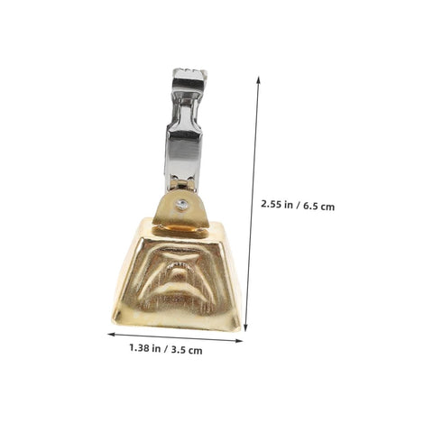Gold-tone clip-on fishing rod bite alarm bell with stainless steel clip