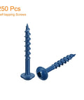 Eight By One And A Quarter Inch Pocket Hole Screws 250 Pack Square Drive Self Tapping Wood Screws Blue Coated for Woodworking and DIY