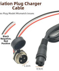 Aviation Plug Charger Cable with black negative and red positive wires, connecting aviation socket for reliable power delivery.
