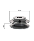 Single Groove Web Sheave 2-1/2 Inch Outer Diameter 5/8 Inch Bore V Belt Sheave For V-Belt Pulley Two Pack, cast iron, side view