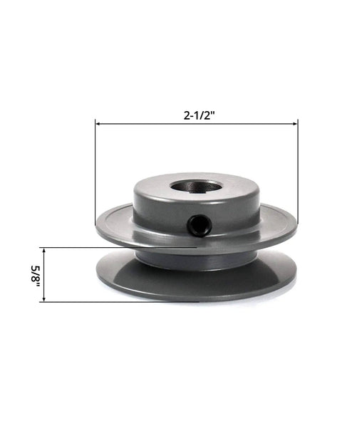 Single Groove Web Sheave 2-1/2 Inch Outer Diameter 5/8 Inch Bore V Belt Sheave For V-Belt Pulley Two Pack, cast iron, side view