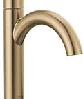 Brushed Gold Bathroom Faucet For Single Hole Vanity Install 1 Or 3 Hole, Champagne Bronze Finish, side view of faucet