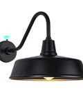 Gooseneck Barn Lights Outdoor Fixture 15 Inch Farmhouse Style Black Exterior Sconce Wall Light with dusk to dawn sensor