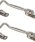 Stainless Steel Heavy Duty Gate Hook and Eye Latch for Door Window Cabinet, durable chrome-plated design.