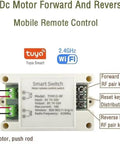WiFi Forward And Reverse Relay Module 10A 7 To 32V DC For Linear Actuators And Motors Tuya And Alexa compatible smart switch diagram