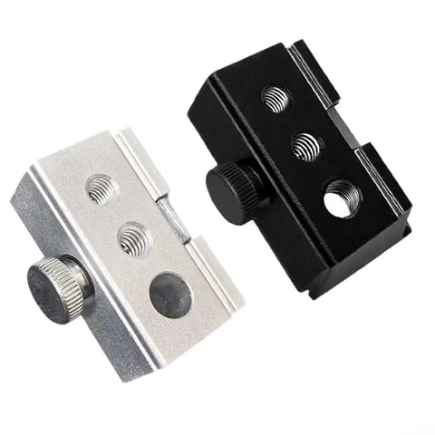 Heavy Duty Aluminum Table Clip Slider For IGT Camp Systems with silver and black finishes, 6mm 8mm adapter holes for tailgate gear.